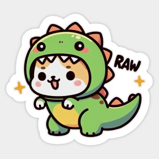 Cat Tyrannosaurus Rex Costume - Raw T-Rex Cat Sticker